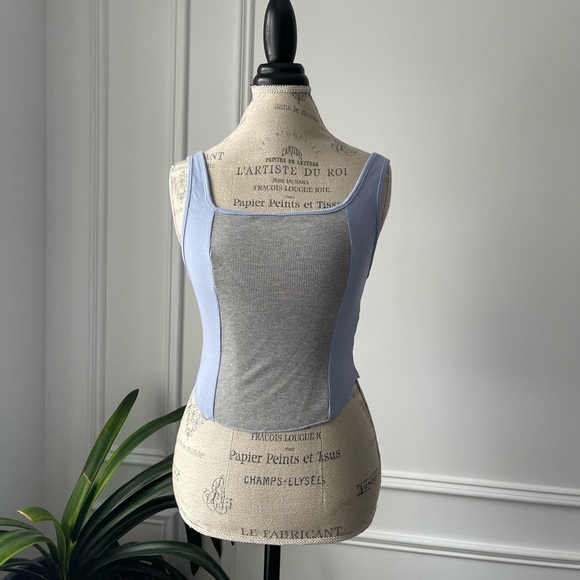 3/22 🧡 Blue and grey corset tank top - Picture 1 of 8